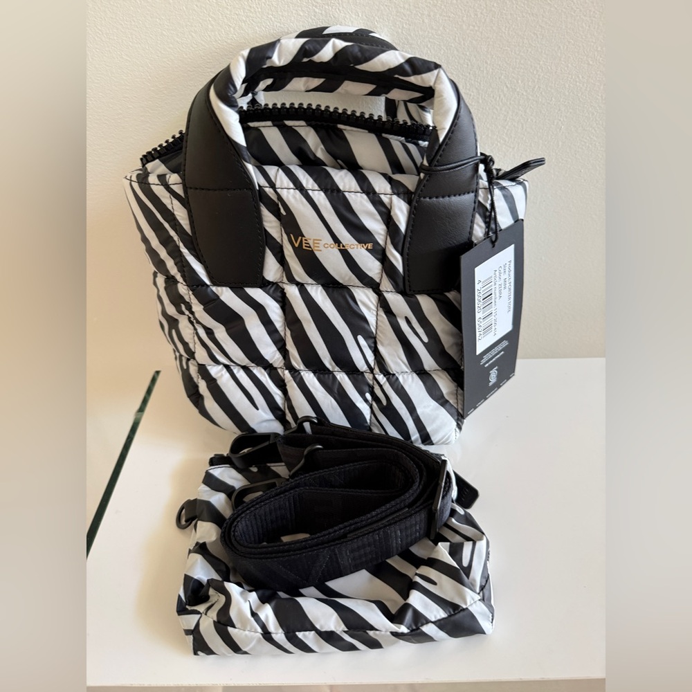 VEE COLLECTIVE Women's Black Porter Tote Mini Bag Handbag Crossbody, Zebra Print - Picture 11 of 12